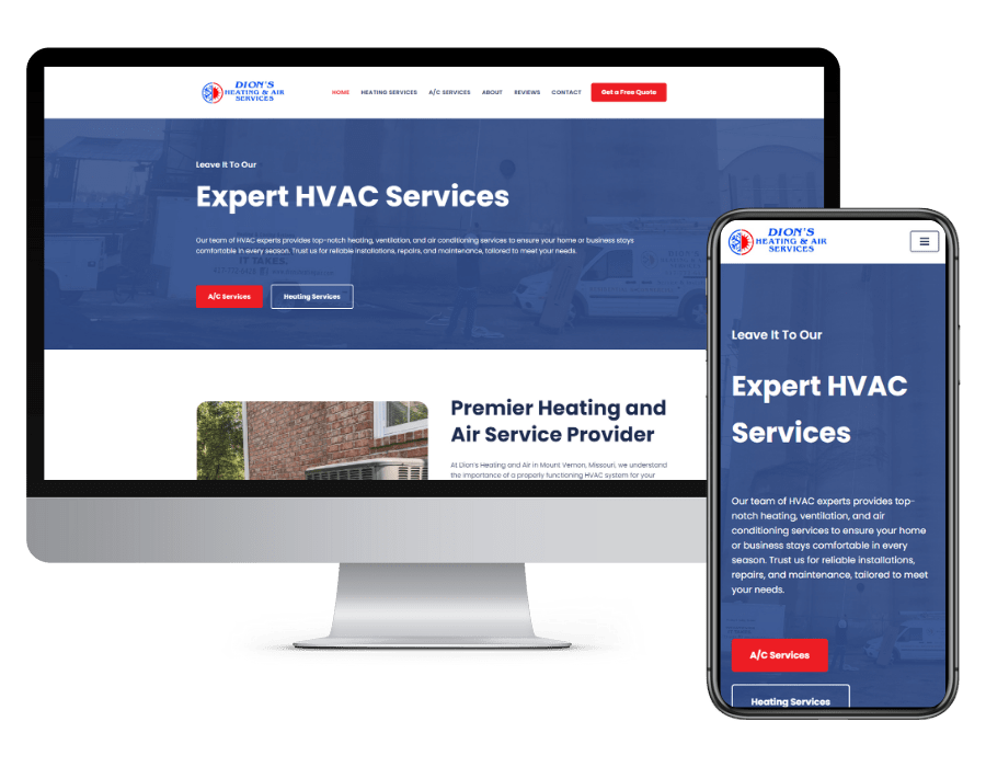 heating and cooling custom website