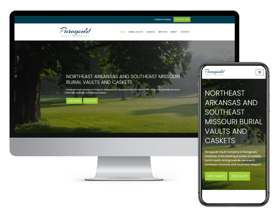 paragould vault company's custom website