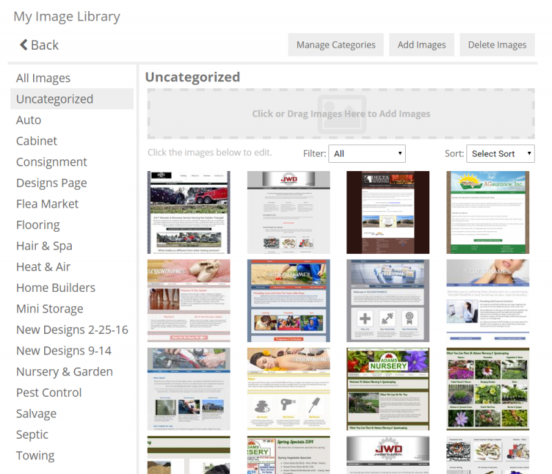 screenshot of image library