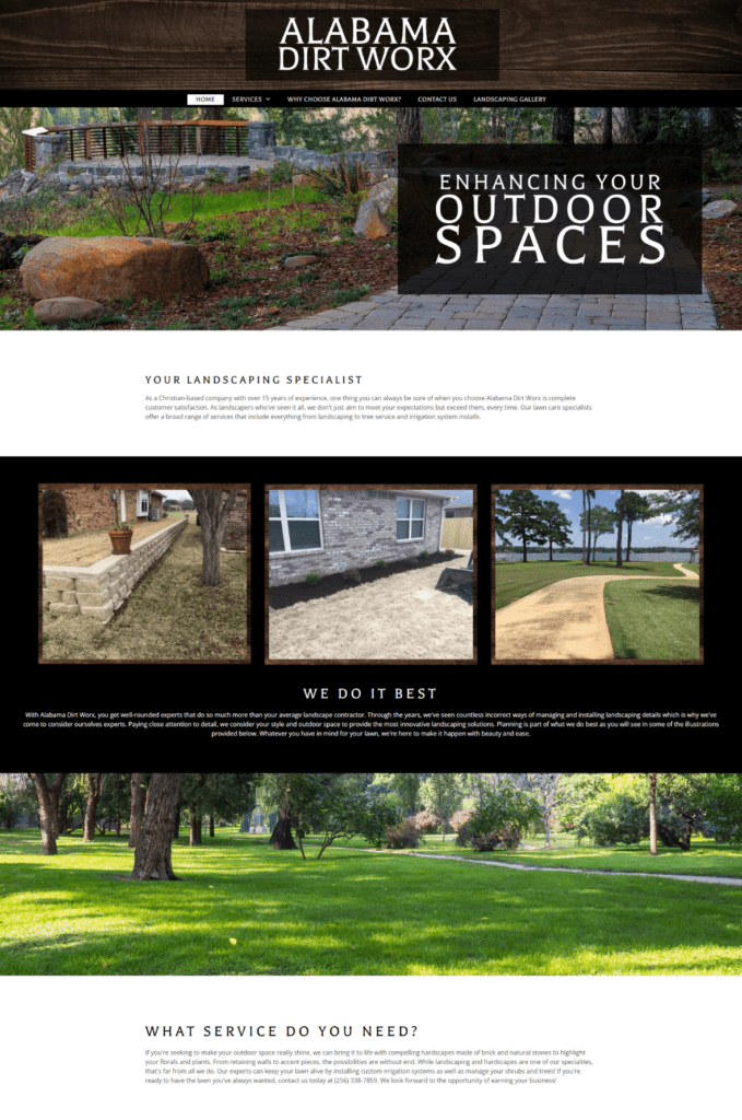 Alabama Dirt Worx website