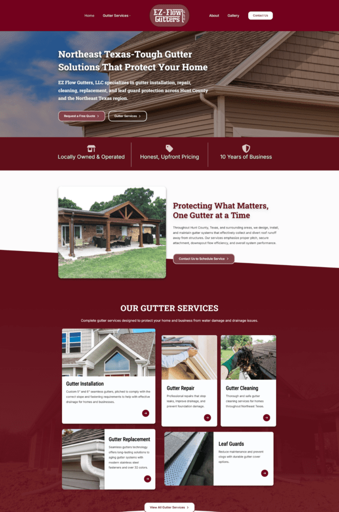 EZ Flow Gutters Website