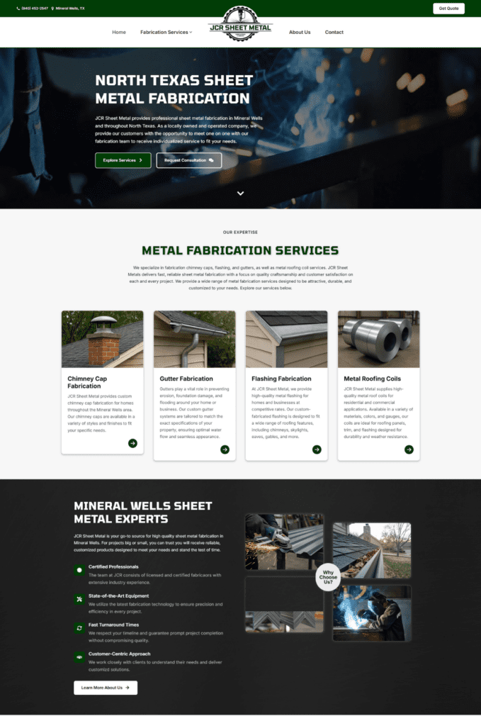 JCR Sheet Metal Website