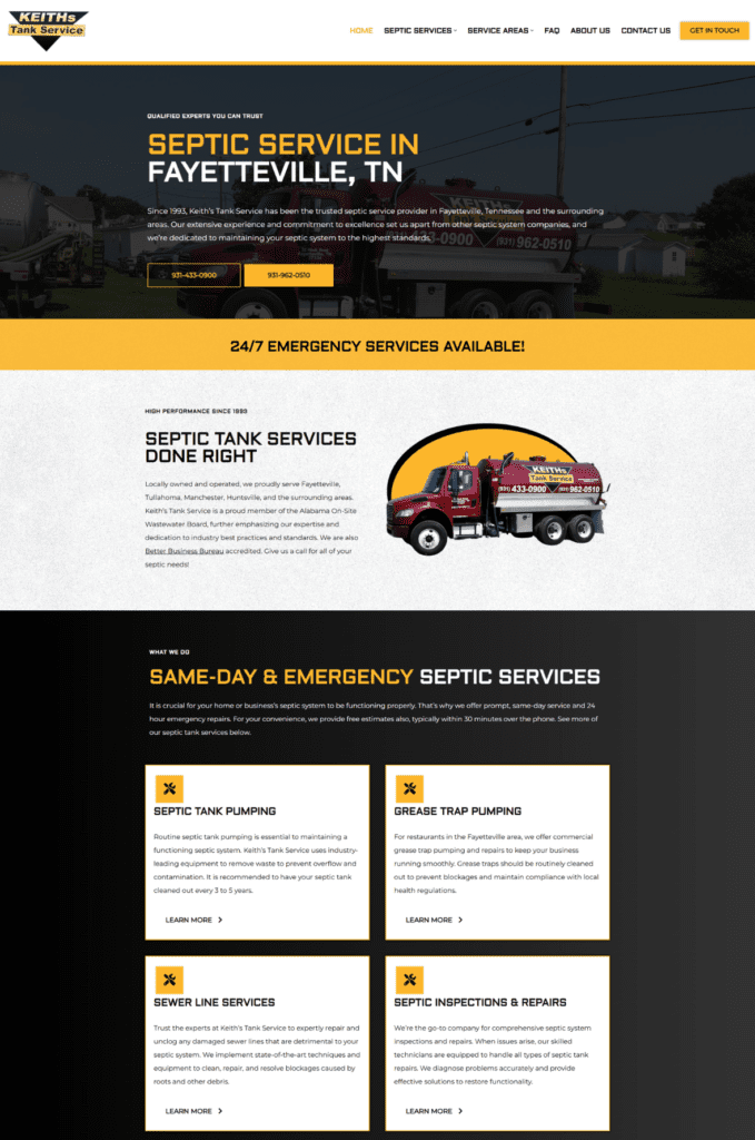 Keith's Tank Service Website